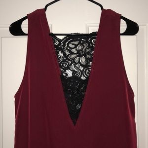 red B.B. Dakota minidress with black lace inlay